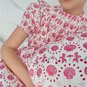 Hill House The Caroline Nap Dress White Pink Mermaid NWT Size X-Small